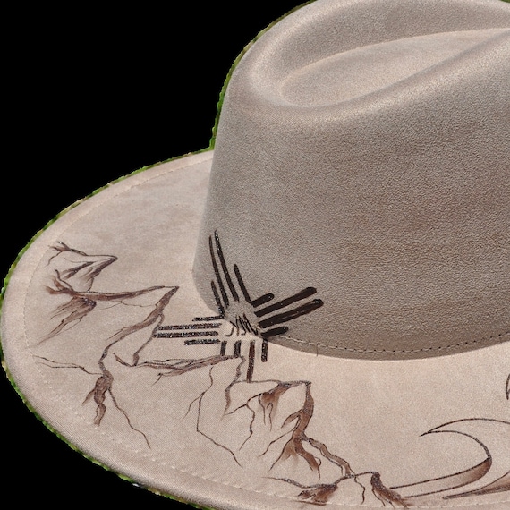 Hand-burned Custom Suede Wide Brim Fedora - Artisan Inspired  display picture 2