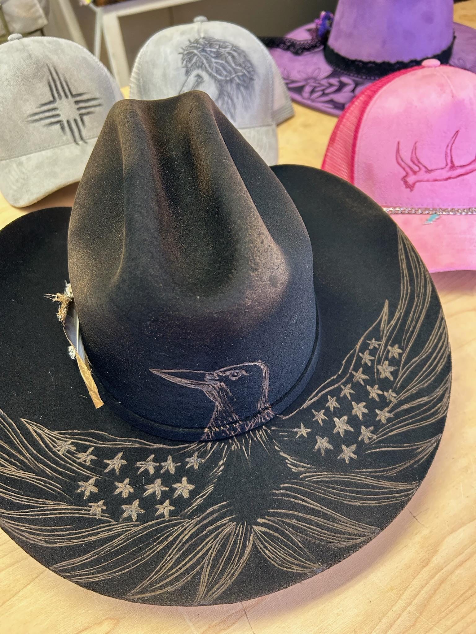 Custom Hand-burned Wool Cowboy Hat – Personalized Distressed 