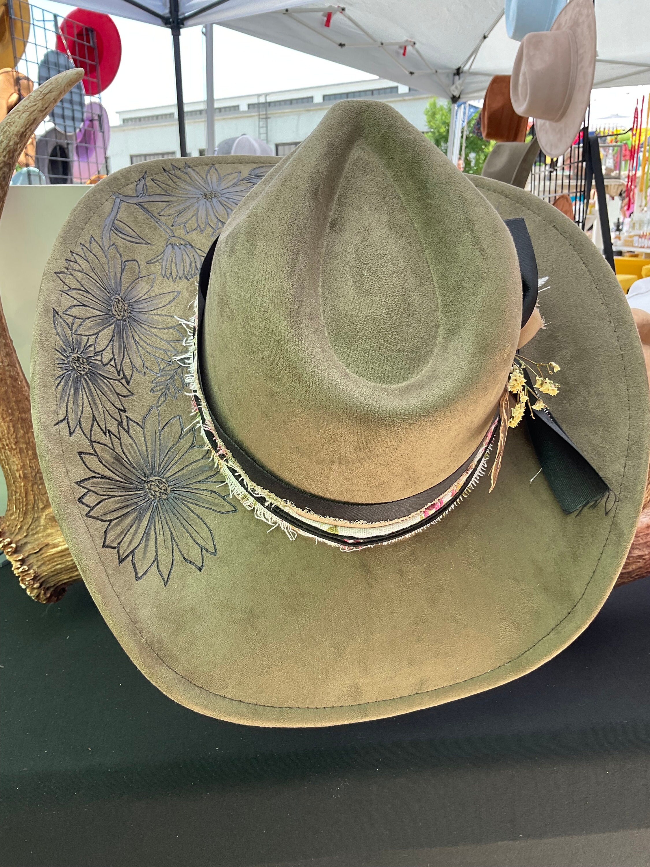 ? Handcrafted Custom Western Hat – One of a Kind Cowhide Leather Handmade Western Outback Cowboy Hat, Maven  main image 2