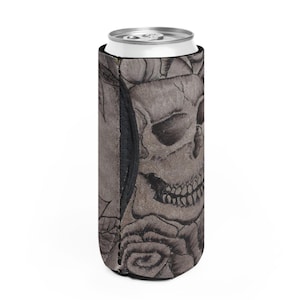 Spooky Skeleton Slim Can Cooler