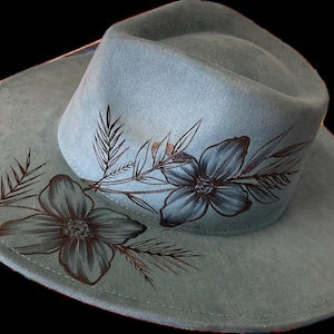 Wildblumen Gebrannte Fedora Hut Mit Breiter Krempe