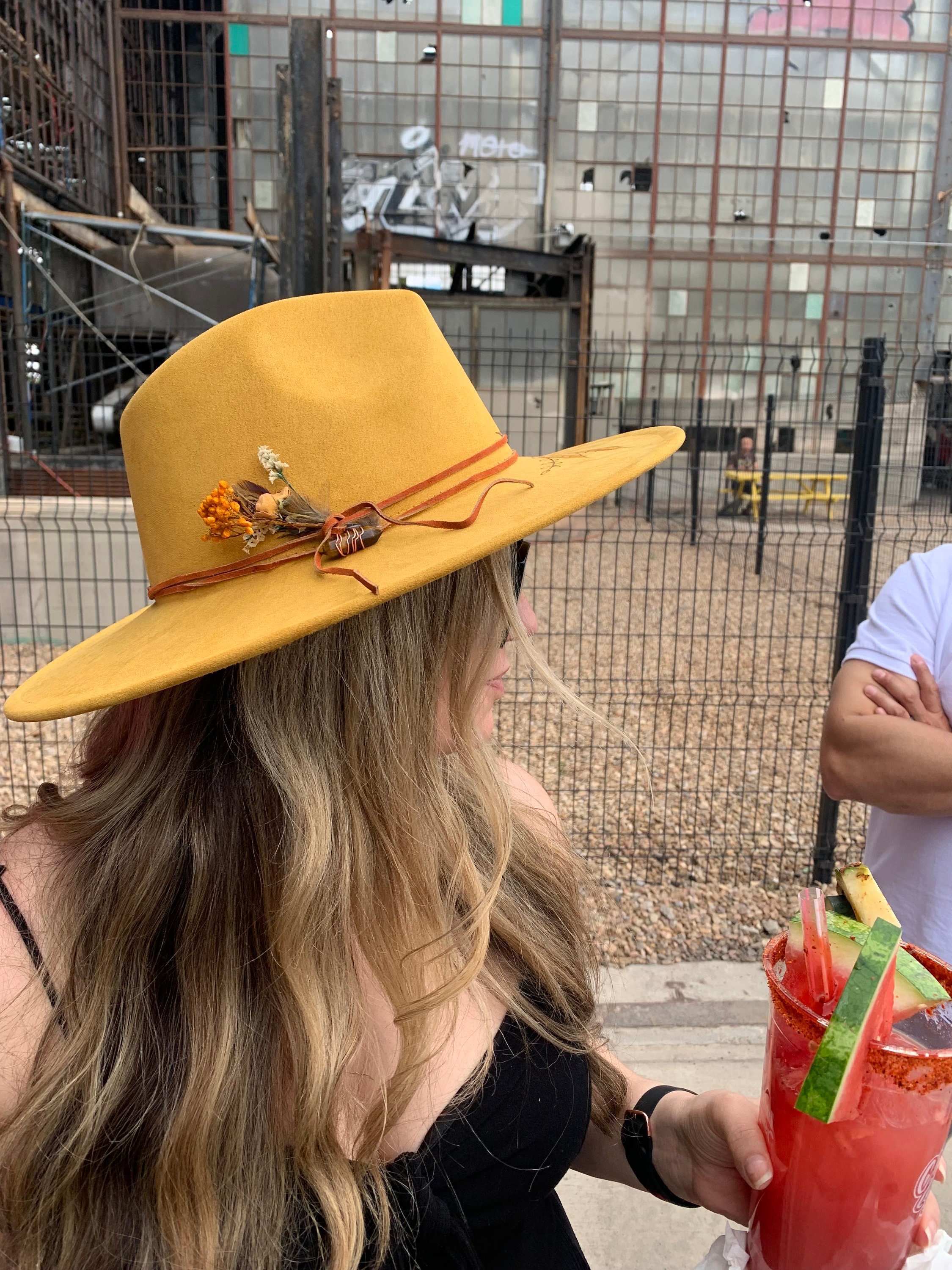 Elegant Mustard Fedora with White Band Most High Fedora Sunshine Yellow – Cayo Hat Company main image 3