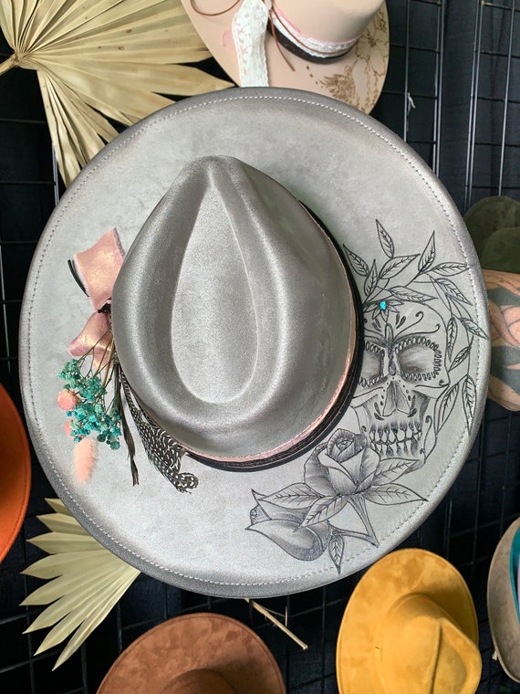 Engraved La Catrina Adjustable Wide Brim Hat Queen of the Afterlife – La Catrina Inspired Engraved Hat  main image 2