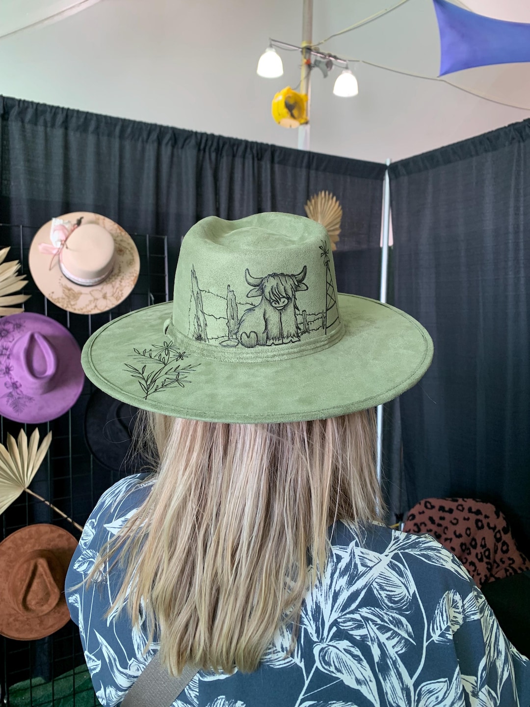 Burned Hat | Highland Cow Art | Wide Brim | Fedora Style  display picture 1