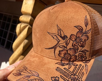 Snap Back Cap: Freehand Burned Art