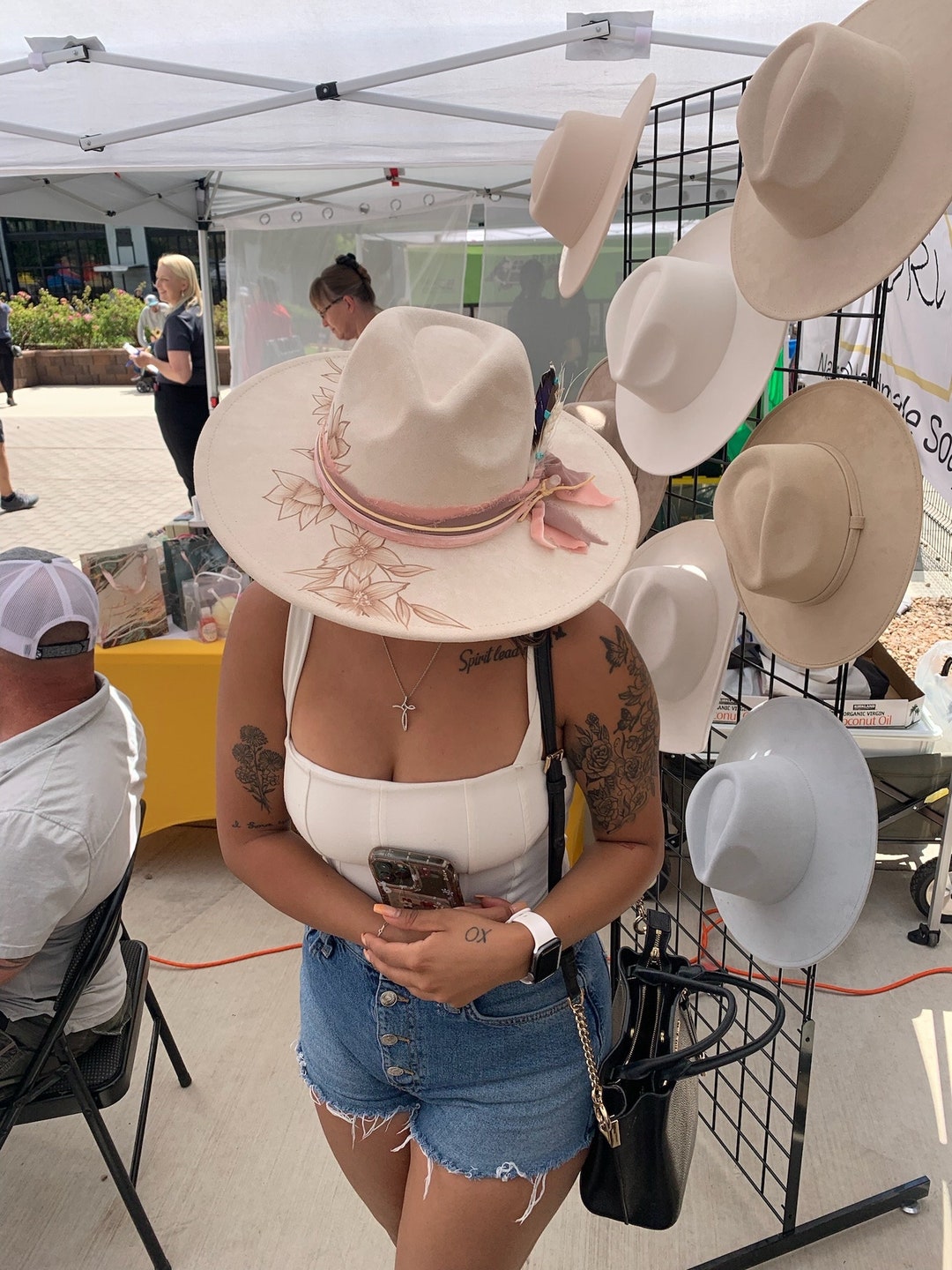 Cross & Wildflower Burned Hat - Etsy display picture 3