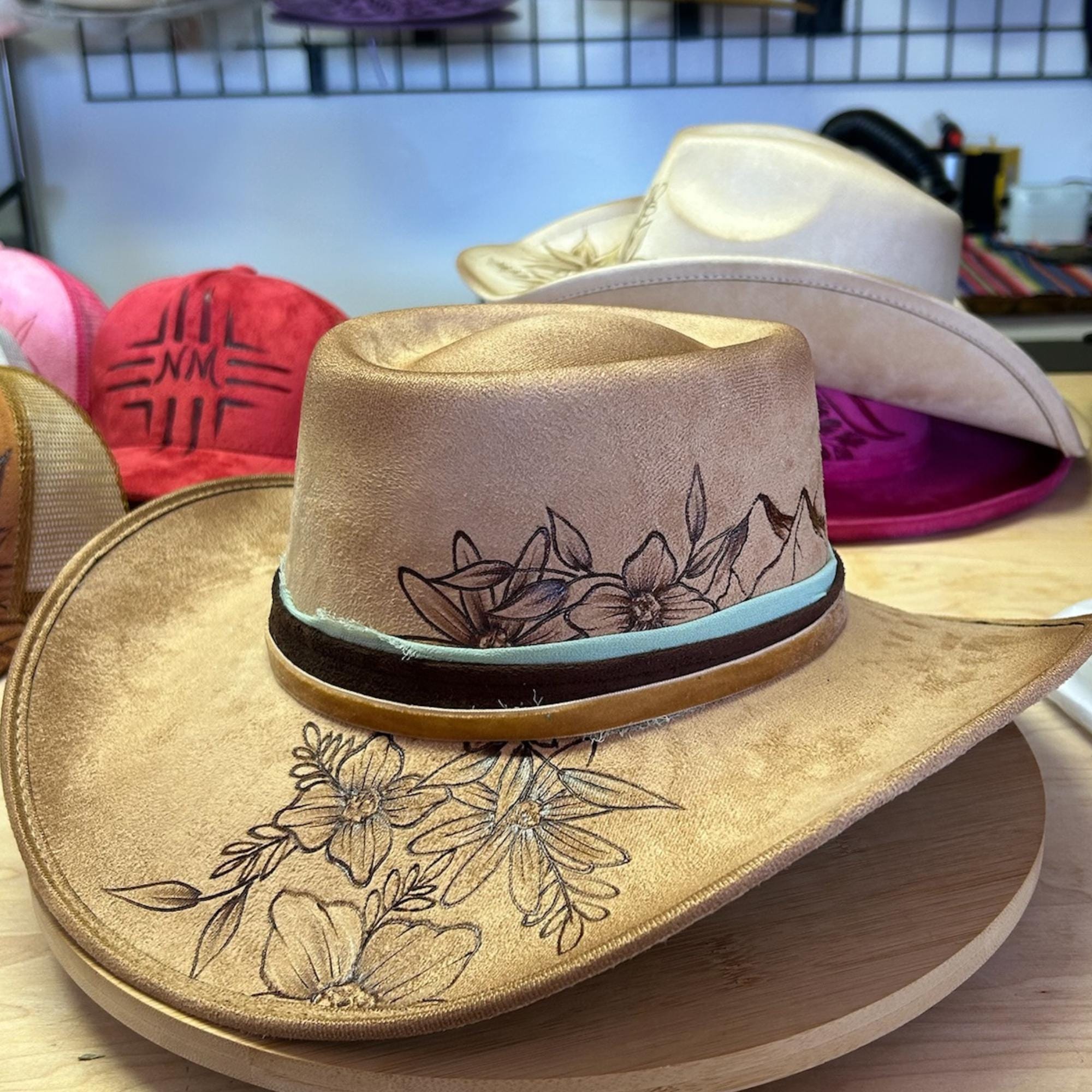 Artisan Hand-Burned Gambler Cowboy Hat - Southwest Western Hat