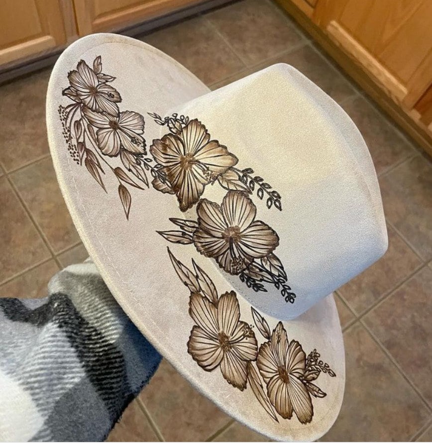 Off White Fedora Hat* Ready for personalized hand burned art or custom multi layered hat band, flowers, feathers and stones.