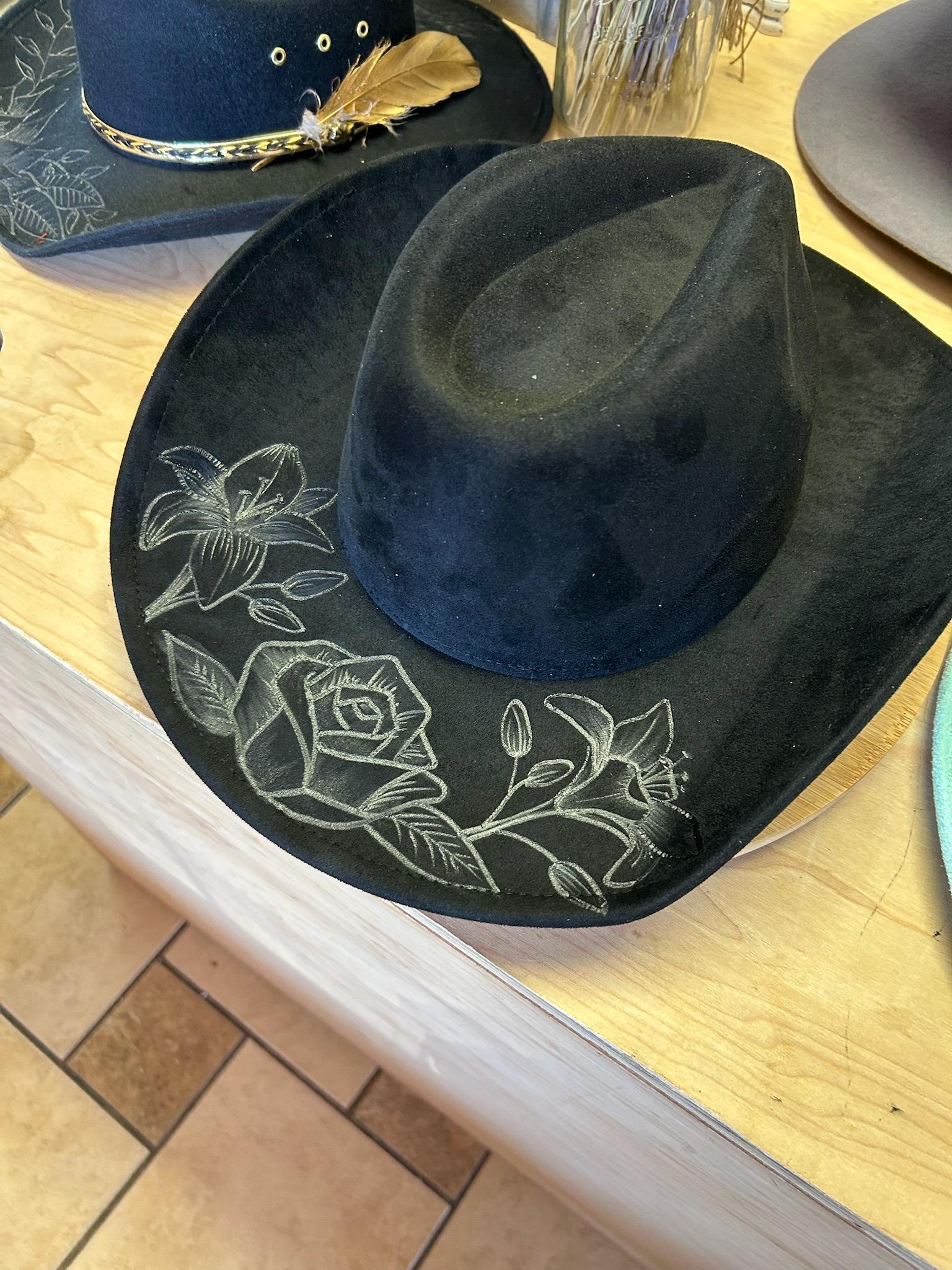 3617 Suede Cowboy Hat For Women, Black Tejana, Wide Brim Fedora, Decorative Western Cowboy Hat for Men Cowgirl Hat for Women Unisex Wide  main image 2