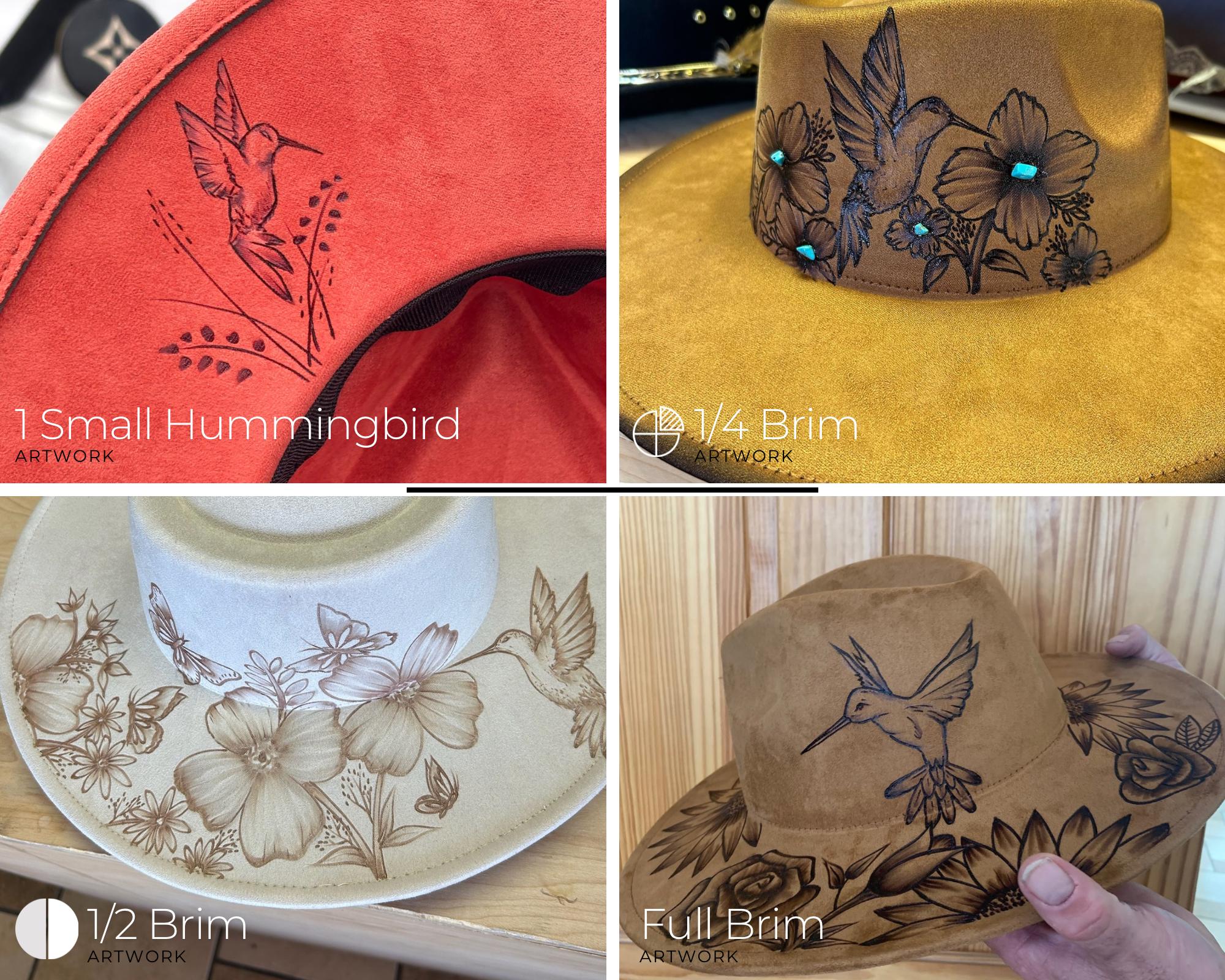 Custom Hummingbird Hat Art With Floral Options – Hand-burned ...