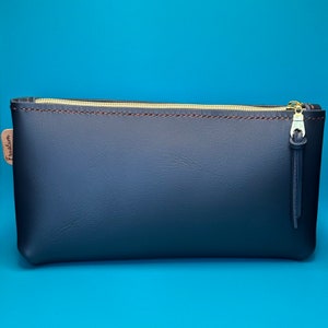 Trousse à cosmétiques en cuir souple faite main grande ouverte, organisateur de sac, trousse de maquillage, trousse de voyage, cadeau pour elle, pochette, cadeau de mariée