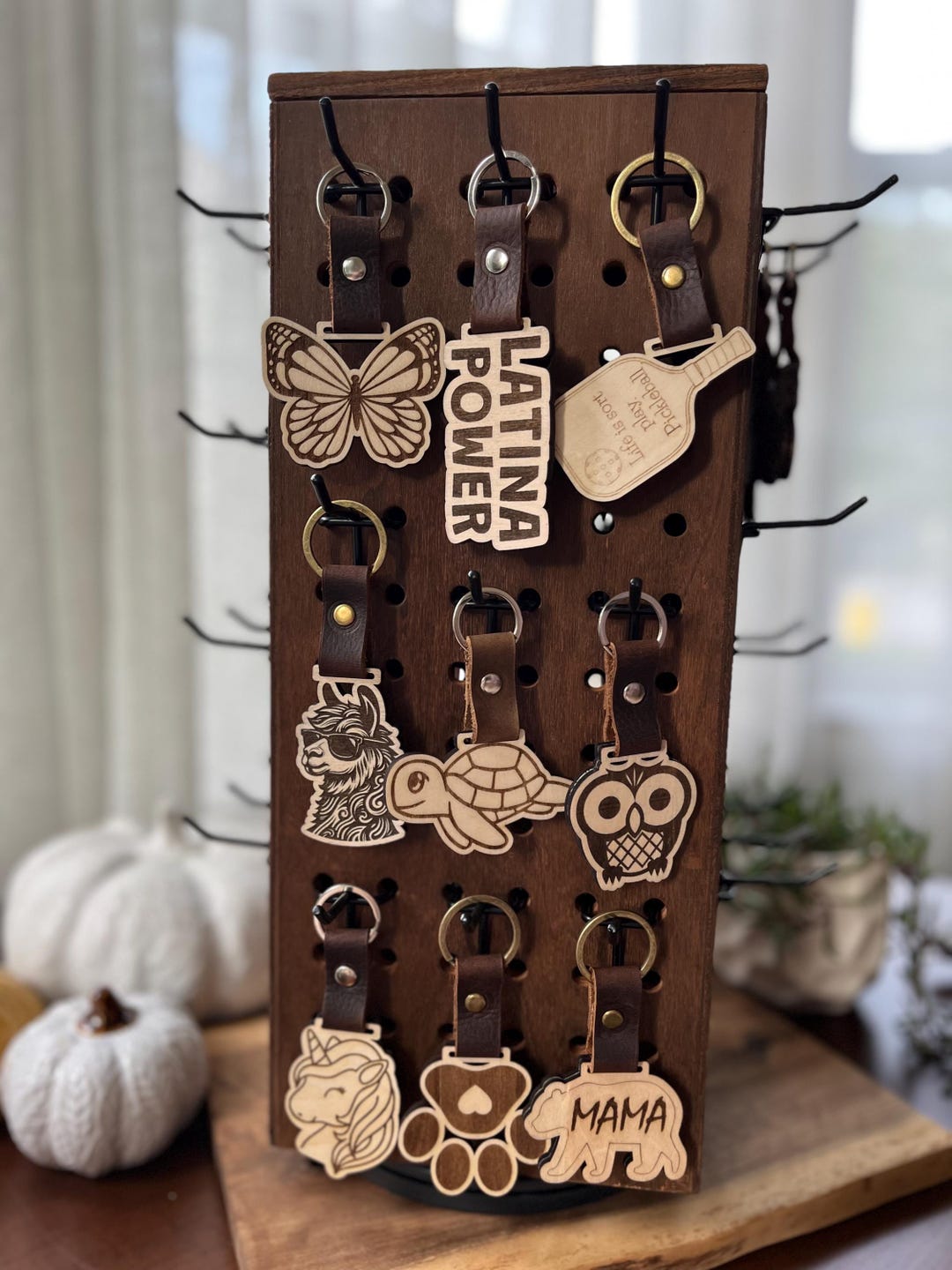 Ladder Key Rings Wood and Leather Key Ring, Keychain, Zipper Pull - Etsy