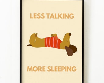Sleepy Dog Art Print, Humorous Sleeping Quotes Poster (Digital Download)