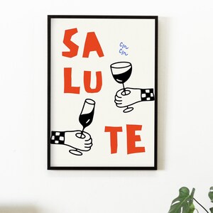 Salute Print, Retro Cocktail Wall Art, Bar Cart Art, Retro Cocktail Poster, Retro drink poster, Vintage Cocktail Print, Cheers Print,Digital
