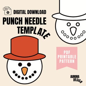 Santa SNOWMAN Coaster Punch Needle Template, Mug Rug,Punch Needle Pattern,Punch Needle, PDF Pattern,Santa Art, Christmas Set Punch Needle