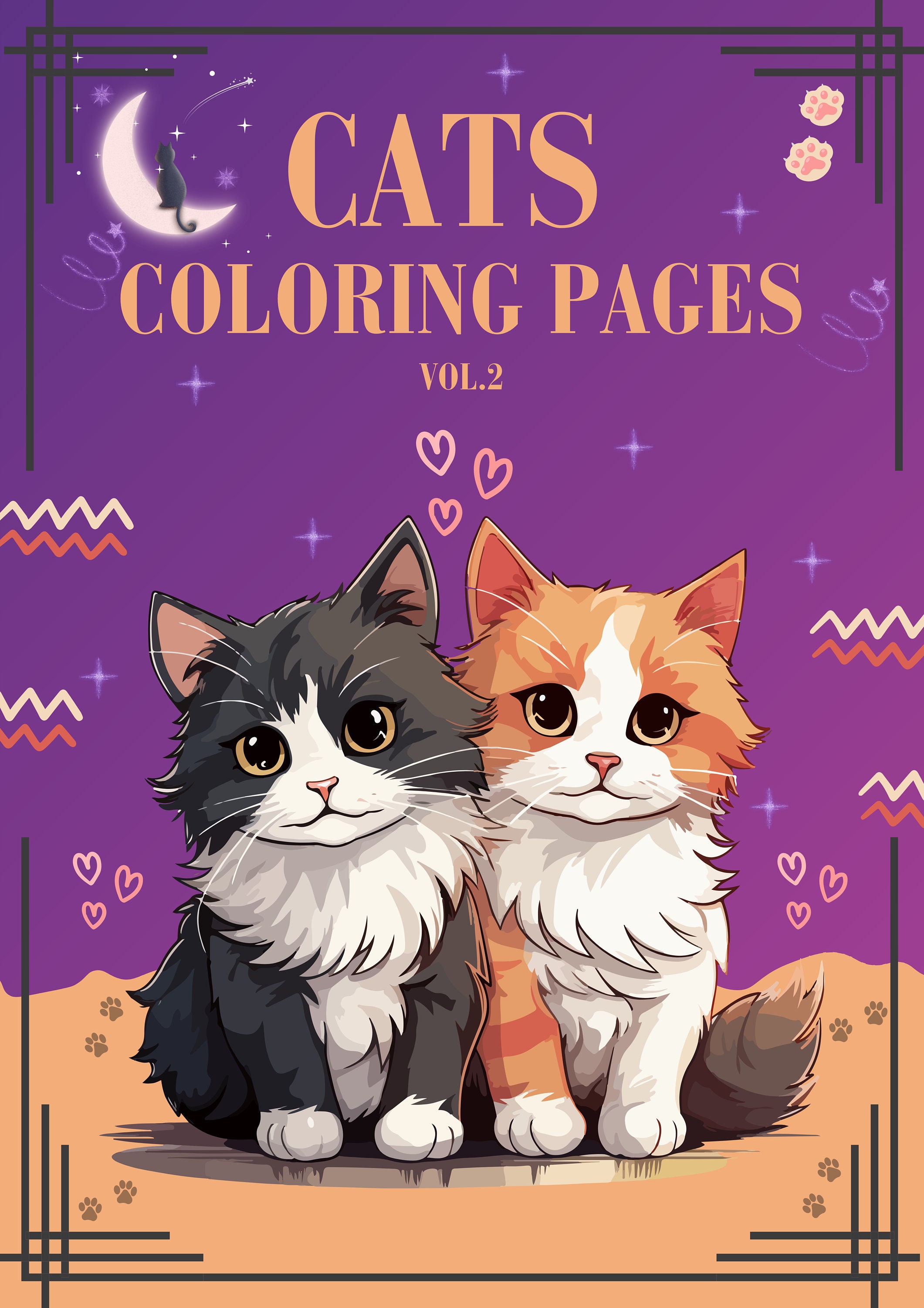 Cats Coloring Pages for Kids and Adults, Printable Digital Download