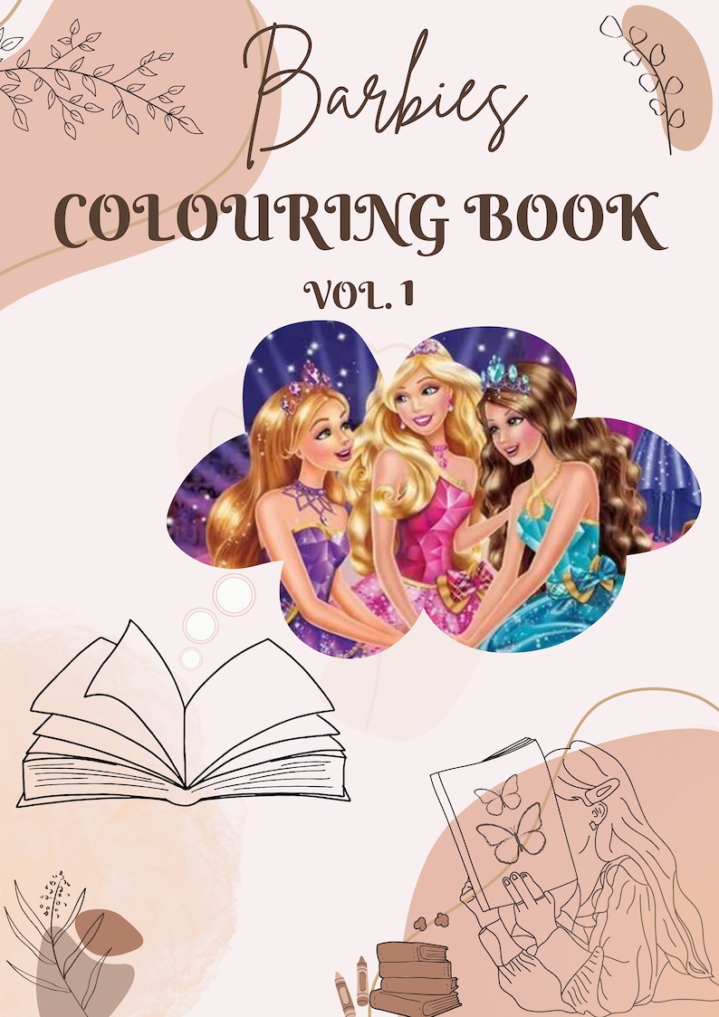 Barbies Coloring Pages for Kids and Adults, Printable Digital Download ...