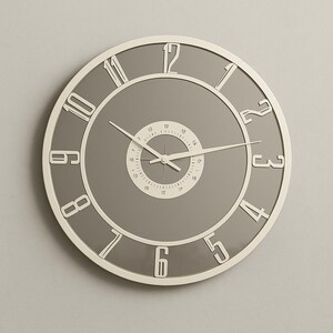 Mirror Wall Clock 40 cm – Modern Large Wall Clock with Silver Laser-Cut Numbers, Decorative Mirror Clock for Living Room-Office, Wall Decor