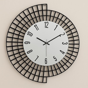 60 cm Mirror Wall Clock – Silent Non-Ticking Round Metal Frame Wall Clock – Modern Large Decorative Clock for Home or Office – Large Clock