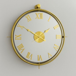 Large Gold Mirror Wall Clock – 57 cm Roman Numerals | Mirror Wall Decor | Silent Battery Operated | Luxury Home Accent |  Large Clock | Wall