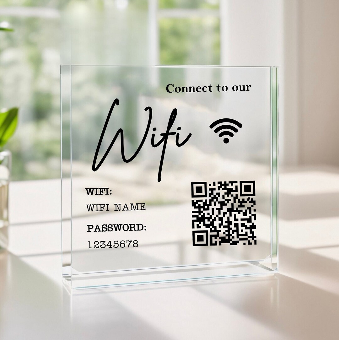 Wifi Acrylic Block Plaque With Password Info and QR Code Office Cafe ...