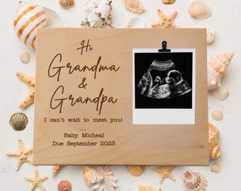 Regalo de anuncio de embarazo, Hola abuela y abuelo, marco de ultrasonido, anuncio de bebé, regalos para nuevos abuelos