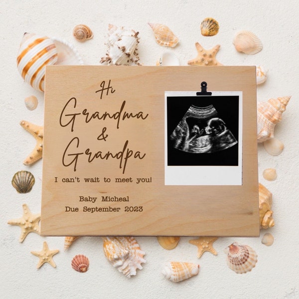 Schwangerschaftsankündigungsgeschenk, Hallo Oma und Opa Ultraschallrahmen, Babyankündigung Neue Großelterngeschenke