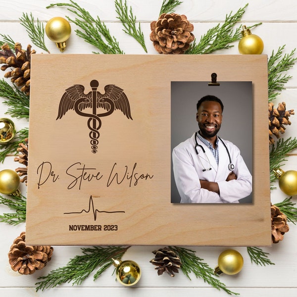 Doctor Gift, Wooden Plaque For Doctor Gift With Photo, Doctor Desk Sign, Custom Doctor Office Gift, Doctor Student Gift