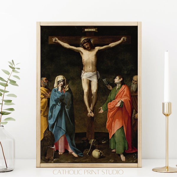 INSTANT DOWNLOAD The Crucifixion of Christ Vintage Painting | PRINTABLE | 5 Sizes | Catholic Prints Studio ID118