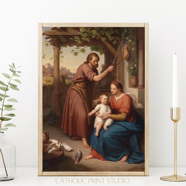 INSTANT DOWNLOAD Holy Family Vintage Painting | PRINTABLE | 3 Sizes | Catholic Prints Studio ID100