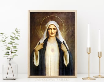 聖母マリアの汚れなき御心 ポスター A4 聖母マリアのプリント