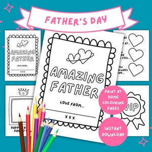Páginas para colorir "Feliz Dia dos Pais" para um Pai Incrível, Presentes Incomparáveis para Pais das Crianças, Preencha os Espaços em Branco, Presente Sentimental Faça Você Mesmo - Arquivo PDF
