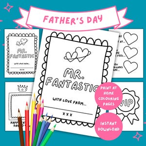 Kleurplaten Vaderdag Mr Fantastic – Afdrukbaar kindercadeau | Mr Fantastic-cadeau pdf | Leuke opvulbare aandenken | DIY-cadeau voor hem