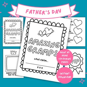 Incroyables pages à colorier pour la fête des pères de grand-papa pour les enfants, cadeau unique grand-père des enfants, remplissez les cases, bricolage cadeau sentimental PDF