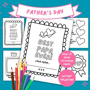 Father’s Day Colouring Pages for Papa – Printable Kids Gift | Best Papa Ever PDF | Cute Fill-in-the-Blank Keepsake | DIY Gift for Papa