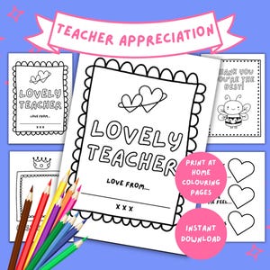 Belles pages à colorier pour professeur | Cadeau de remerciement pour enseignant | Merci l'insertion de carte de professeur | Souvenir de fin d'année pour les enseignants | PDF imprimable