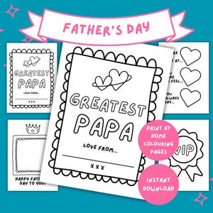 Greatest Papa Father's Day Colouring Pages Unqiue Gift For Papa From Kids, Father's Day Fill in the Blanks, DIY Sentimental Gift, Download