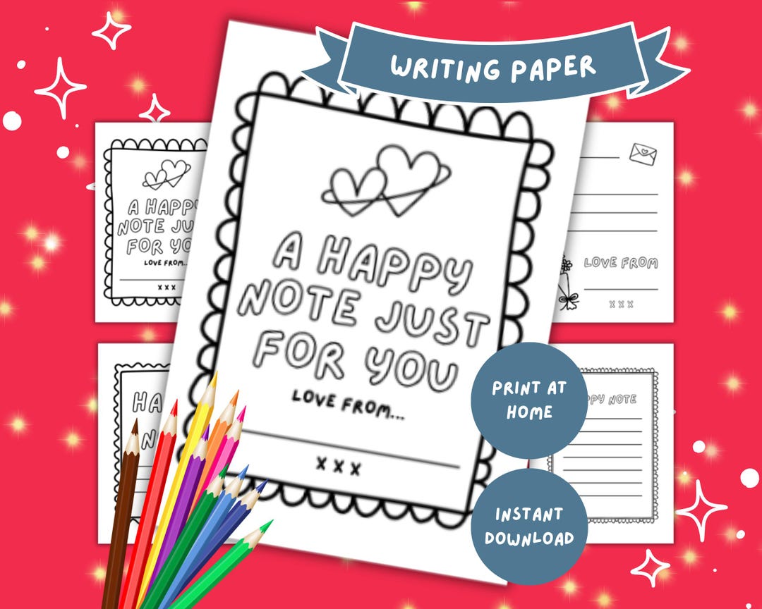 Happy Notes Writing Paper Printable Happy Mail Positive Stationery ...