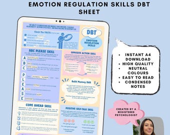 DBT Emotion Regulation Cheat Sheet: Printable PDF for Everyday Use