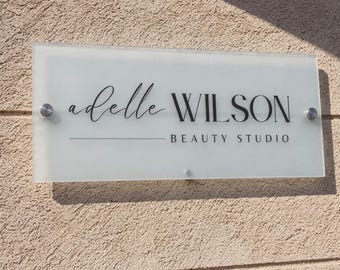 Modern Acrylic Business Sign - Custom Logo and Address with 18 Colour Options & 13 Sizes