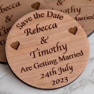 Personalised Engraved Save The Date Round Fridge Magnet