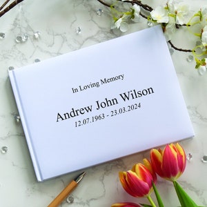 Personalised  In Loving Memory  Funeral Guest Book,  Book of Condolence, Book of Remembrance