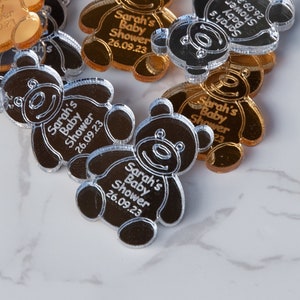 Personalised Teddy Bear Baby Shower Confetti: Acrylic or Wood Table Decorations