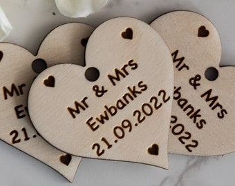 Personalised Mr & Mrs Heart Shaped Wedding Favour