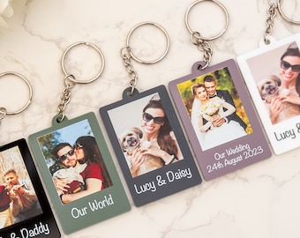 Personalised Acrylic Photo Keychain: Custom Message Gift, 17 Colours