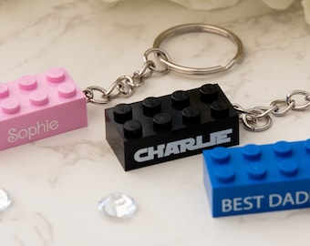 Personalised Keyring made from Genuine LEGO bricks. Choice of 20 colours