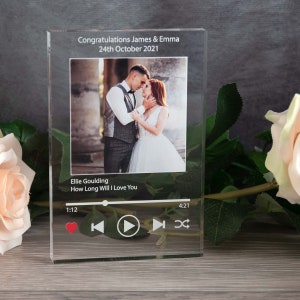 Personalised Photo Song Playlist First Dance Acrylic Free standing Plaque