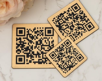 Personalised Engraved QR Code, Square 4 sizes, Table, Menus, Locker, Restaurant, Menus 9 Colour Choices