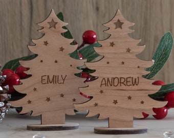 Personalised Wooden Christmas Tree Place Name
