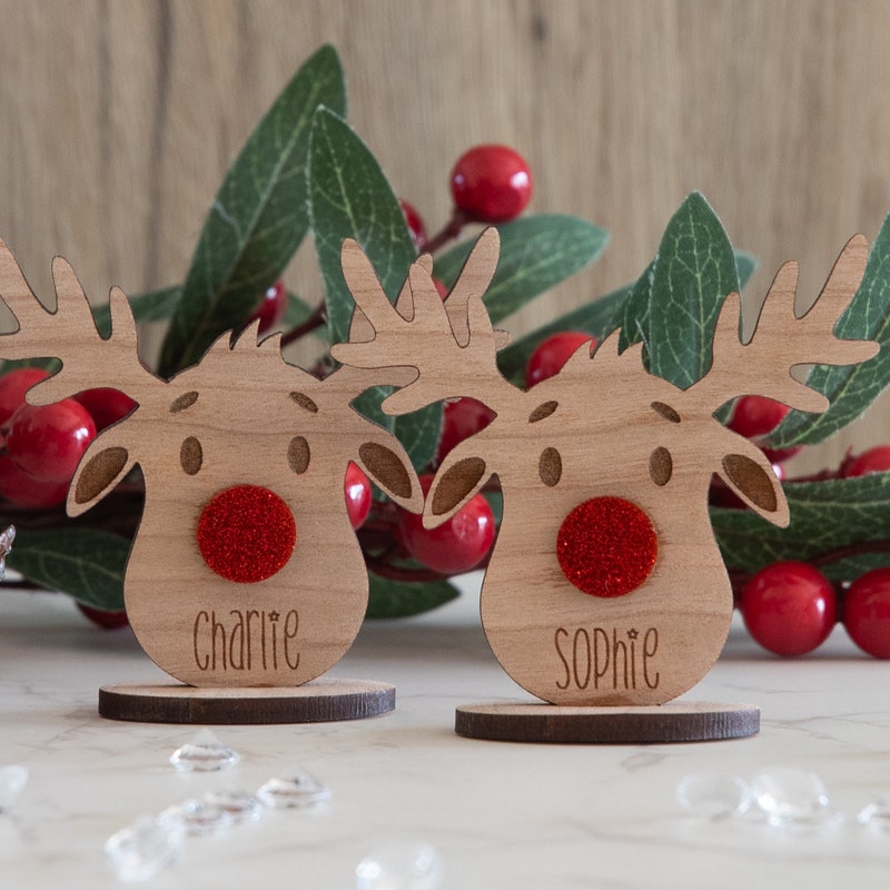 🎁Buy 2 FREE SHIPPING🎁 Personalized Wooden Reindeer Place Name